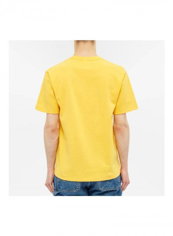 Printed Cotton T-shirt Yellow/Brown