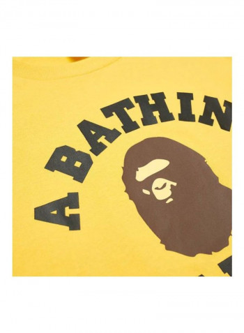 Printed Cotton T-shirt Yellow/Brown