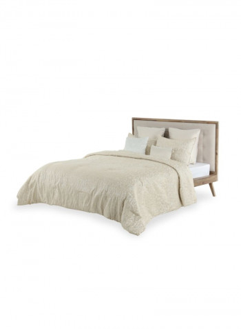 7-Piece Crackle Comforter Set Polyester Beige 240 x 260cm