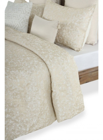 7-Piece Crackle Comforter Set Polyester Beige 240 x 260cm