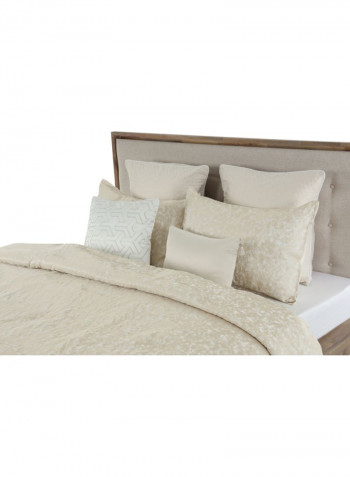 7-Piece Crackle Comforter Set Polyester Beige 240 x 260cm