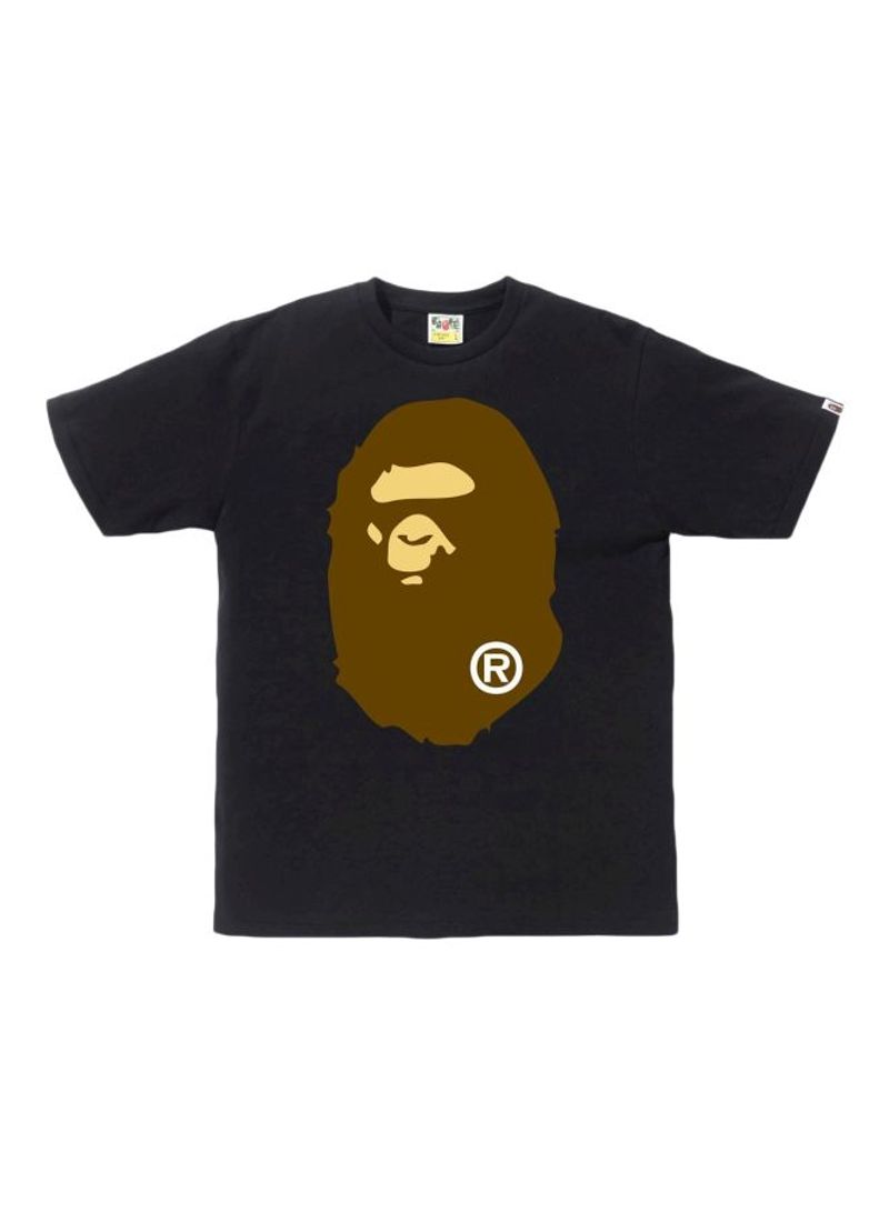 Ape Head Printed Cotton T-shirt Black/Brown/Yellow