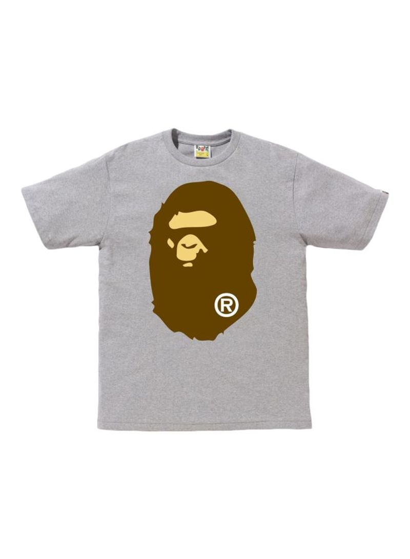 Ape Head Printed Cotton T-shirt Grey/Brown/Yellow