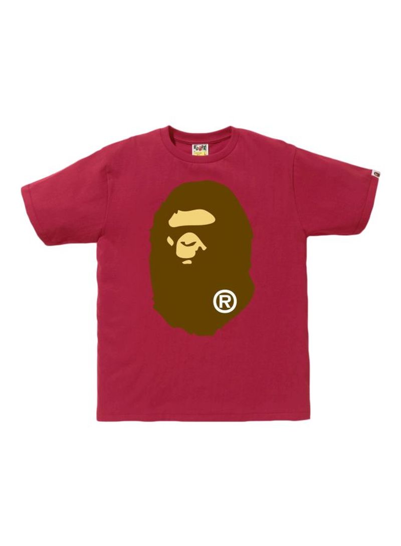 Ape Head Printed Cotton T-shirt Red/Brown/Yellow