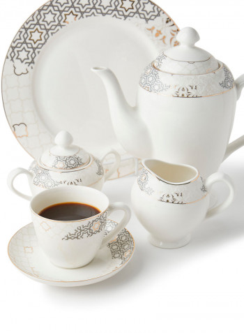 New Bone China Dinner Set, Plates, Mugs, Bowls, Cups, Saucers, Serves 8, Moroccan Gold 70-Piece