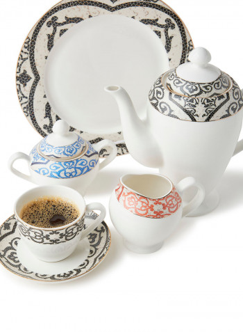 New Bone China Dinner Set, Plates, Mugs, Bowls, Cups, Saucers, Serves 8, Vivid Mosaic 70-Piece