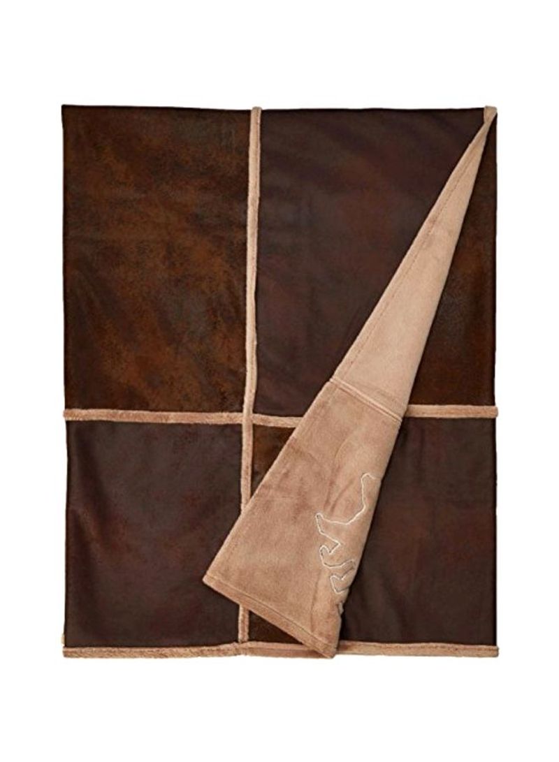 Bear Grid Throw Blanket Polyester Brown 54x68inch