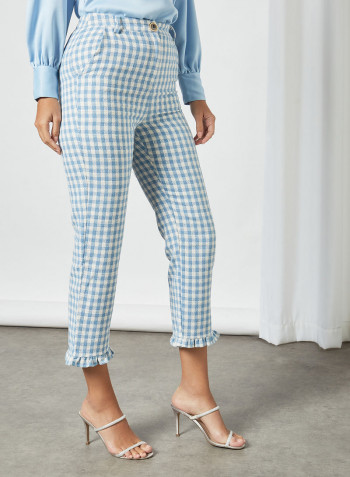 Gingham Tailored Trousers Blue