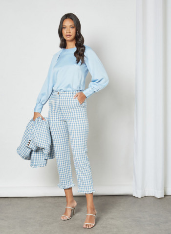 Gingham Tailored Trousers Blue
