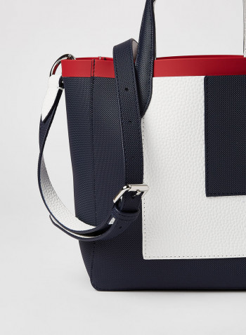 Anna Contrast L Coated Canvas Tote Bag Marine Blue