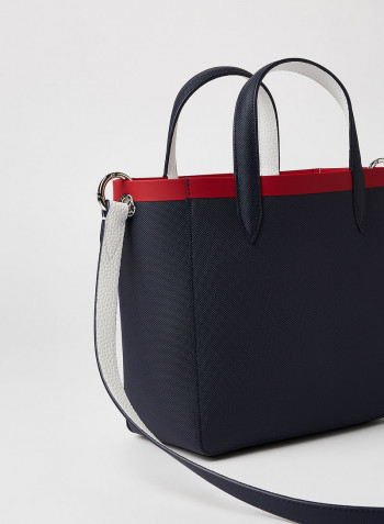 Anna Contrast L Coated Canvas Tote Bag Marine Blue