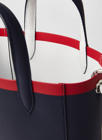 Anna Contrast L Coated Canvas Tote Bag Marine Blue