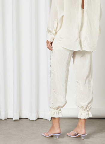 Crinkled Texture Pants Ivory