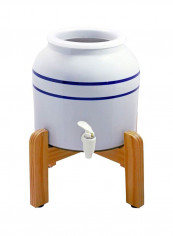 2-Piece Porcelain Dispenser With Wood Counter Stand White/Blue/Brown 14x14x15inch reviews 2-Piece Porcelain Dispenser With Wood Counter Stand White/Blue/Brown 14x14x15inch