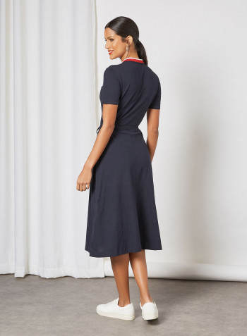 Contrast Collar Polo Dress Desert Sky