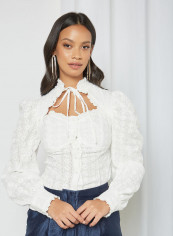 Floral Embroidered Top White