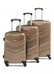 Textured Hardside 3 Piece Luggage Trolley Set Bronze