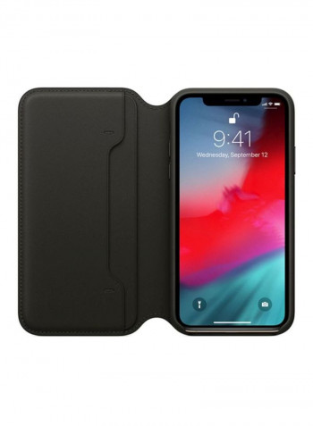iPhone XS  Leather Folio Case Black