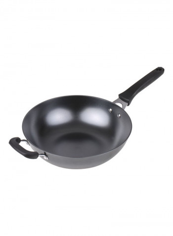12-inch Cast Iron Wok Fry Pan with Lid PFOA-Free Nonstick Stir-Fry black 57.00 x 16.00 x 38.00cm
