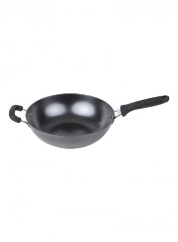 12-inch Cast Iron Wok Fry Pan with Lid PFOA-Free Nonstick Stir-Fry black 57.00 x 16.00 x 38.00cm