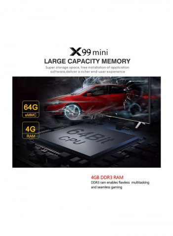 Android TV Set Top Box With Remote Control X99 Mini Black/Grey