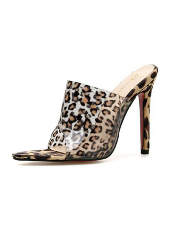 Open Toe Peep Toe Stilettoes Leopard