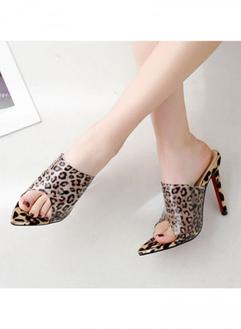 Open Toe Peep Toe Stilettoes Leopard