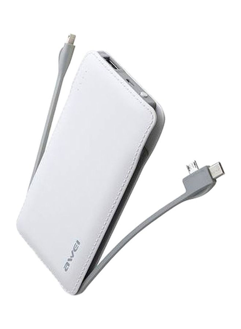 10000 mAh Portable Power Bank White/Grey