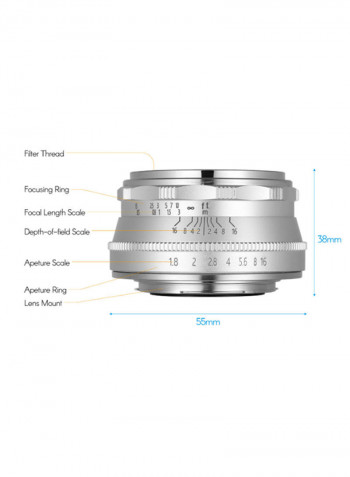 25mm F1.8 Manual Focus Lens For Olympus/Panasonic Silver