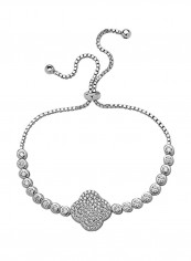 925 Sterling Silver Crystal Studded Clover Bracelet