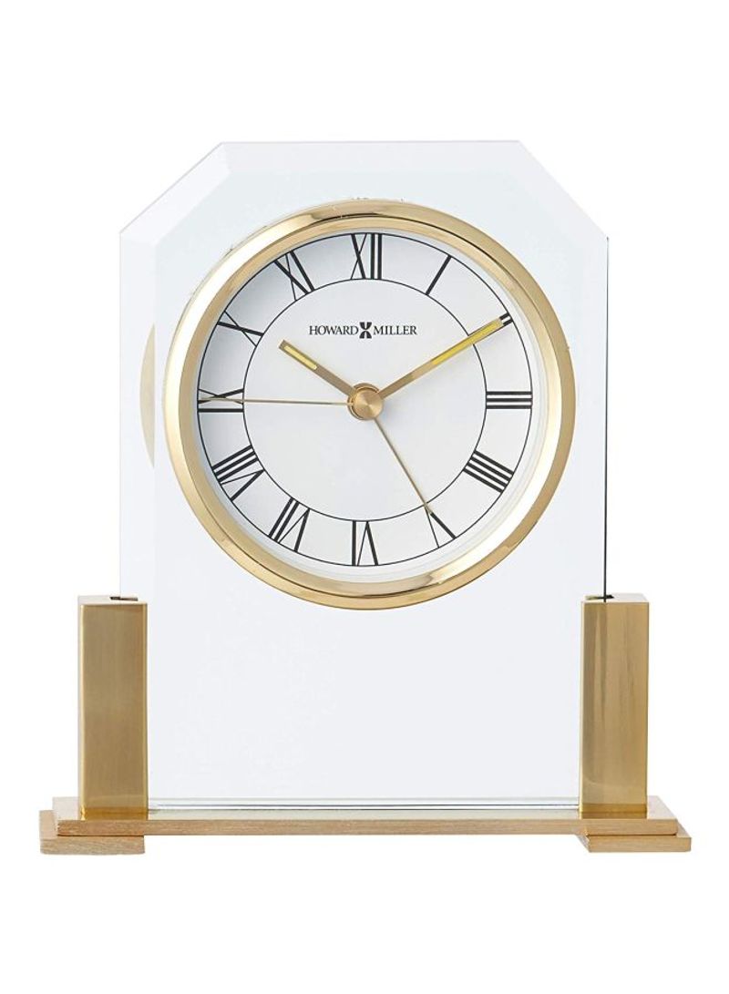 Paramount Table Clock White/Gold/Black 5.75x5.5x1.75inch