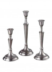3-Piece Taper Candle Holder Set Silver