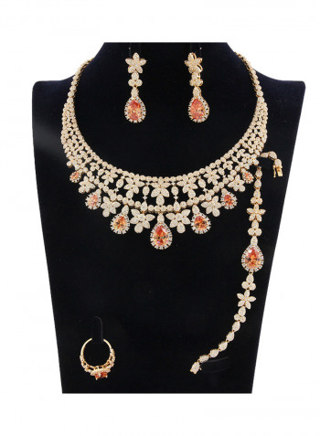 5 Piece Gold Plated Cubic Zirconia Necklace Set