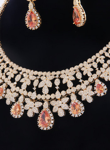 5 Piece Gold Plated Cubic Zirconia Necklace Set