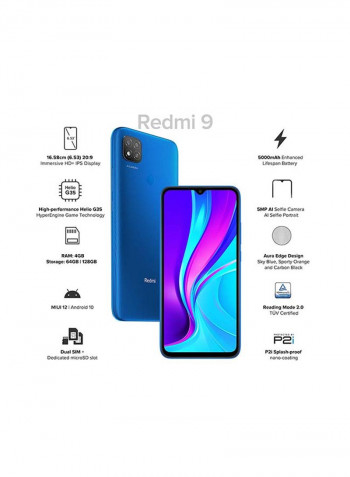 Redmi 9 Dual Sim Sky Blue 64GB 4GB RAM 4G LTE