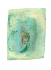 Teal Enso Canvas Wall Painting Blue/Beige/Brown 48x36inch