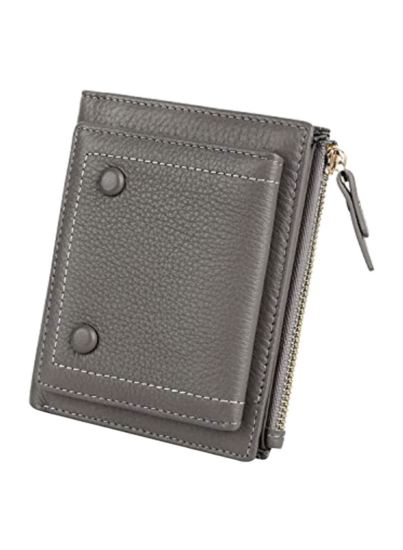 Zippered Leather Wallet Grey