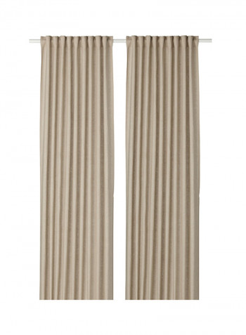 2-Piece Window Curtain Set Beige 145x300centimeter