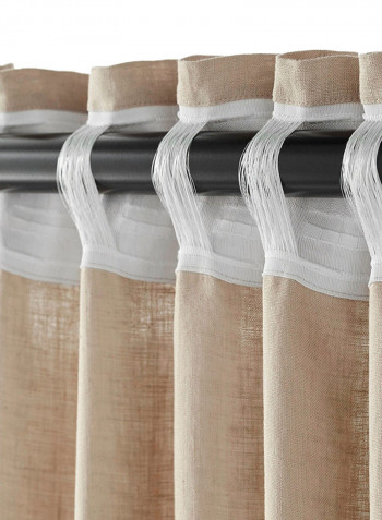 2-Piece Window Curtain Set Beige 145x300centimeter