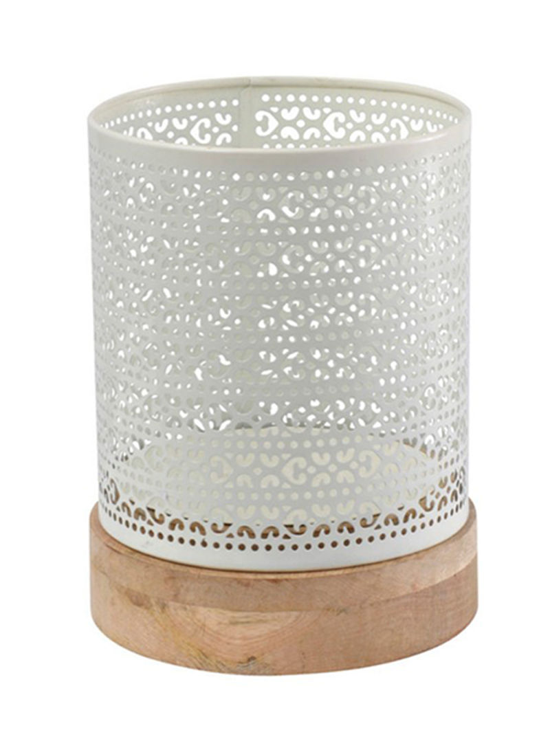 Punched Metal Hurricane Candle Holder White/Nude