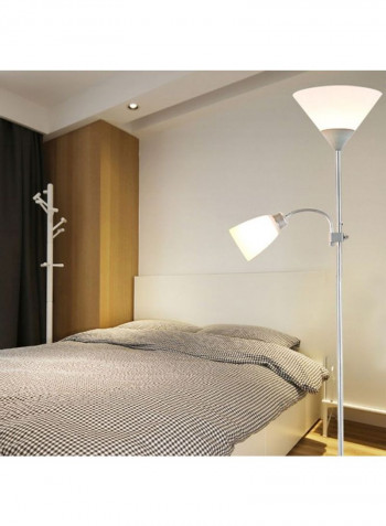 Folding Wrought Iron Floor Lamp Silver/White