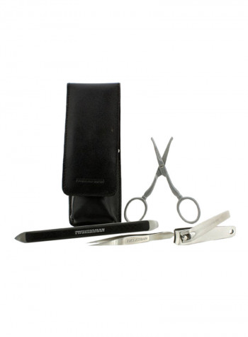 Essential Grooming Kit: Fingernail Clipper + Facial Hair Scissors + Nail Cleaner + Splinter Removal 4Pcs