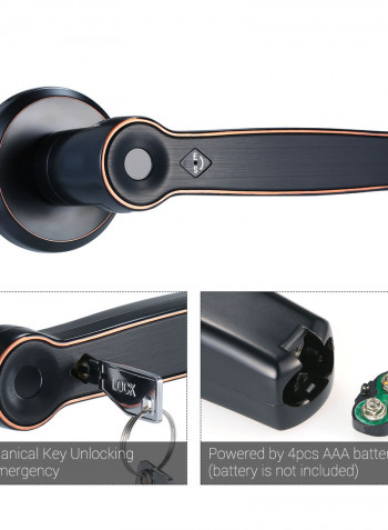 2-Piece Intelligent Fingerprint Door Lock Black 27 x 10.50 x 15.50cm