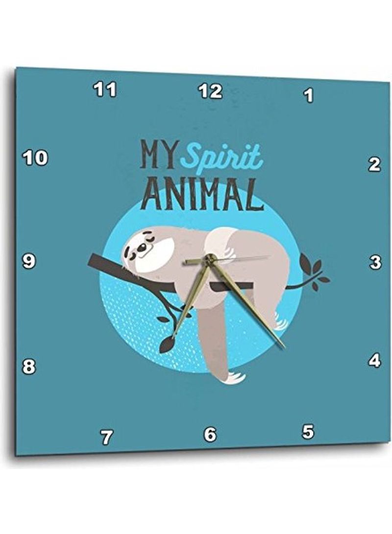 My Spirit Animal Sloth Sleeping On Tree Wall Clock Multicolour 10x10inch