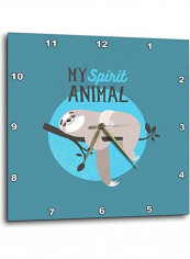 My Spirit Animal Sloth Sleeping On Tree Wall Clock Multicolour 10x10inch