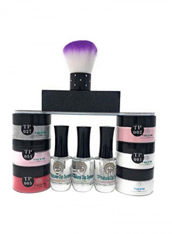 Nail Dipping Powder Starter Kit وردي/أحمر/فضي