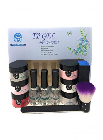 Nail Dipping Powder Starter Kit وردي/أحمر/فضي