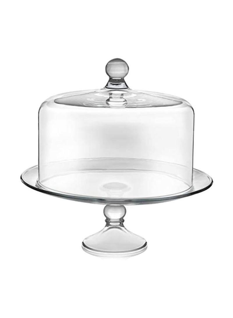 2-Piece Selene Glass Cake Stand With Dome Clear 13inch
