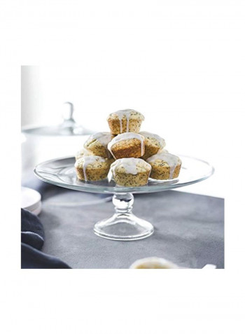 2-Piece Selene Glass Cake Stand With Dome Clear 13inch