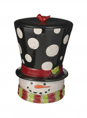 Snowman Head Cookie Jar Black/White/Green